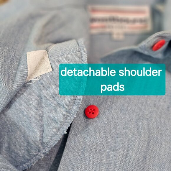 Womens Sz M/L P Blue Cotton Christmas Button Up Shirt Holidays Bells Festive - Picture 11 of 12